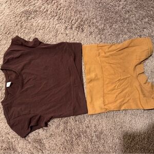 Brown and Tan Shirt Set